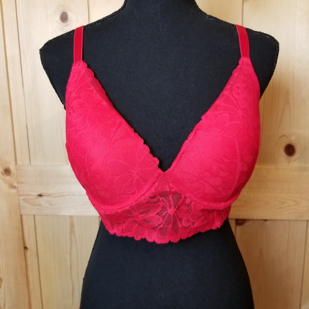 Pink Victoria's Secret Red Lace Push Up Multi-Way Bralette